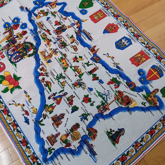 Souvenir of Sicily Italy Large Cotton Dish Towel - Picture 4 of 9